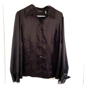 Black dating blouse with lace and rhinestones